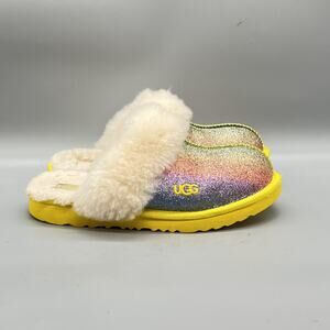 UGG Slippers Women 6 Girls 5 Multicolor Glitter Shearling Mule Rainbow Shoes